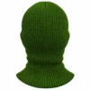 Pasamontañas tejido verde musgo de dos aberturas – parte superior sin costuras, canalé – Imagen 4 de 4