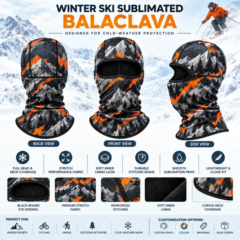Custom Mountain Camo Sublimated Ski Balaclava – Close Fit: features and views