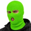 Neon Green Three-Hole Knitted Balaclava – Seamless Top, Rib Knit – Image 2 of 4