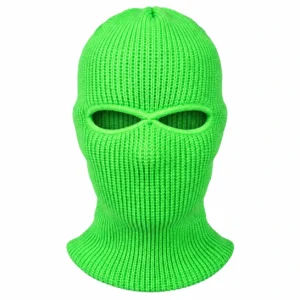 Neon Green Two-Hole Knitted Balaclava – For Outdoor and Winter Sports