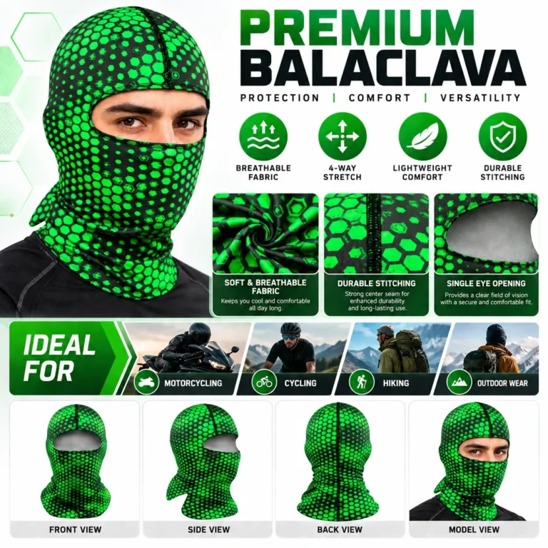 Custom Neon Hex Sublimated Balaclava – Mesh Eye: features and views