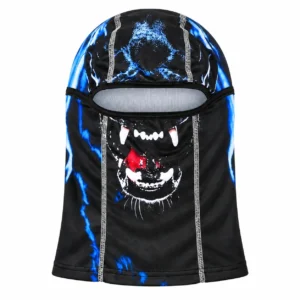 Custom One-Hole Printed Balaclava – Blue Fang Graphic