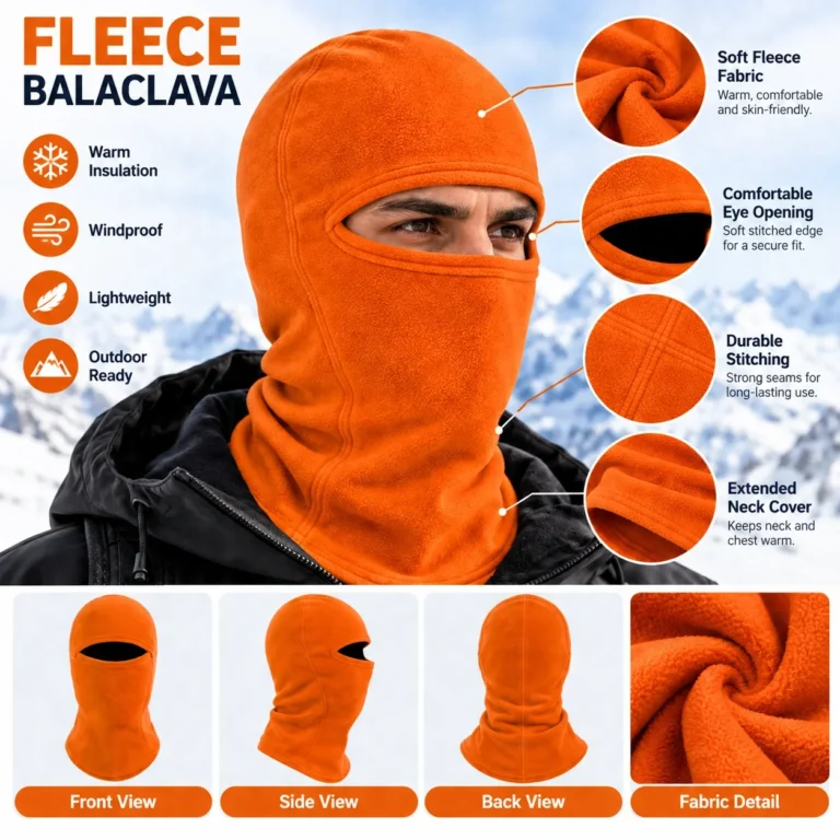 Orange Fleece Balaclava – Warm Microfleece: features and views