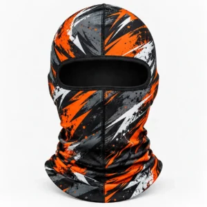 Custom Sports Printed Balaclava – Orange Lightning Design