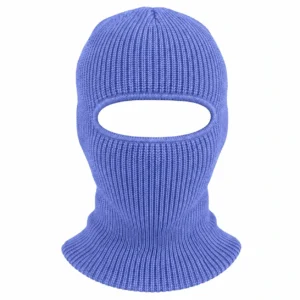 Periwinkle One-Hole Knitted Balaclava – Stretch Rib Knit, One Size