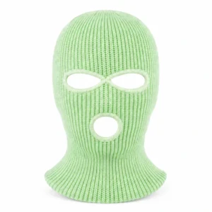 Pistachio Three-Hole Knitted Balaclava – Long Flared Neck