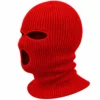 Red Three-Hole Knitted Balaclava – Soft Acrylic Rib Knit – Image 3 of 4