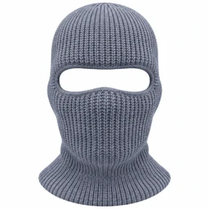 Steel Grey One-Hole Knitted Balaclava – Soft Knit Yarn