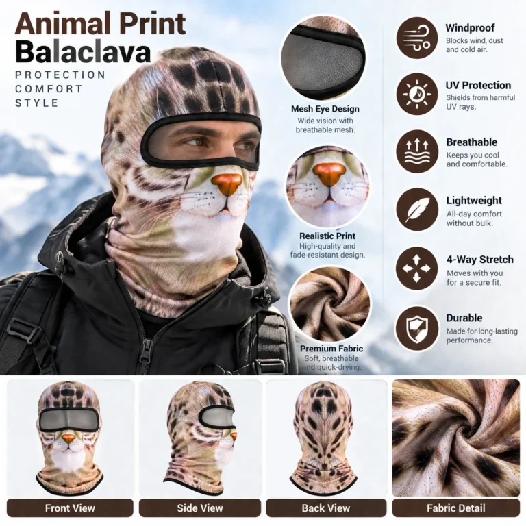 Custom Tabby Cat Sublimated Balaclava – Mesh Eye: features and views