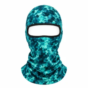 Custom One-Hole Printed Balaclava – Teal Digital Camo