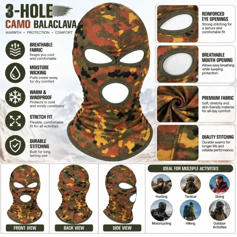Custom Dot Camo Sublimated Balaclava – Three-Hole: features and views
