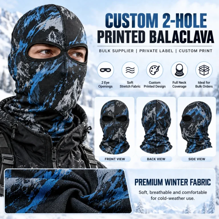 Custom Two-Hole Printed Balaclava – Blue Mountain Design: features and views