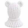 White Bear-Ear Knitted Balaclava – Chunky Knit – Image 4 of 4