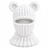 White Bear-Ear Knitted Balaclava – Chunky Knit – Image 1 of 4