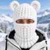 White Bear-Ear Knitted Balaclava – Chunky Knit – Image 2 of 4