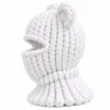 White Bear-Ear Knitted Balaclava – Chunky Knit – Image 3 of 4