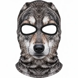 Custom Wolf Face Sublimated Balaclava – Seamless Front