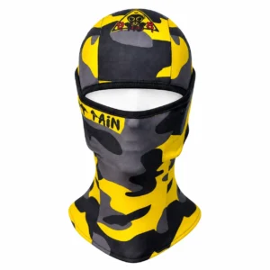 Custom Yellow Camo Sublimated Balaclava – Graphic Lettering