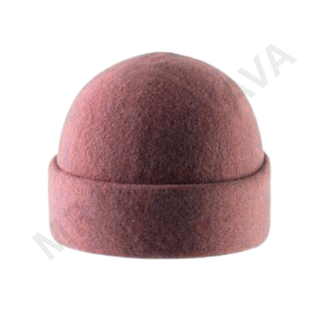 Brownish-red wool beanie hat