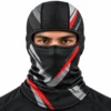 Pasamontañas de esquí con franjas racing negro y rojo – paneles laterales de malla transpirable – Imagen 2 de 4