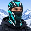 Black and Teal Geometric Ski Balaclava – Breathable Mesh, Flatlock Seams – Image 2 of 4