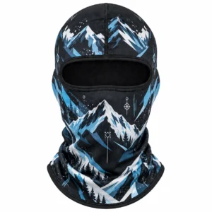 Blue Mountain-Print Ski Balaclava – Thermal Fabric, Flatlock Seams