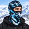 Ski-Sturmhaube mit Bergprint in Blau – Thermostoff, Flachnähte – Bild 2 von 4