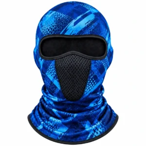 Electric Blue Motorcycle Balaclava – Mesh Mouth Panel, No Front Seam
