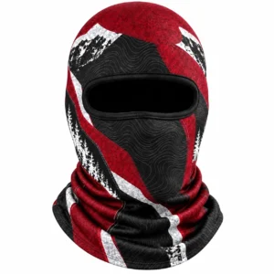 Red and Black Mountain-Print Ski Balaclava – Warm and Breathable