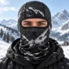 Cagoule de ski montagne topographique noir et gris – coutures plates – Image 2 sur 4