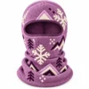 Pasamontañas de esquí polar morado con copos para mujer – cubre y abriga la cara – Imagen 1 de 4