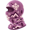 Pasamontañas de esquí polar morado con copos para mujer – cubre y abriga la cara – Imagen 3 de 4