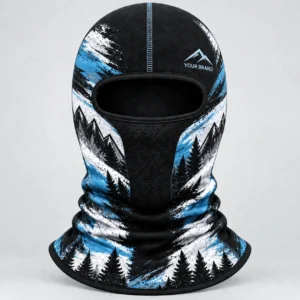 Black Mountain-Print Fleece Balaclava – Perforated Panel