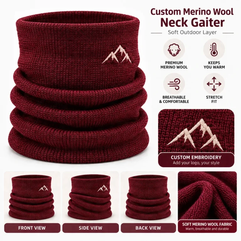Custom Merino Wool Neck Gaiter – Soft Outdoor Layer: features and views