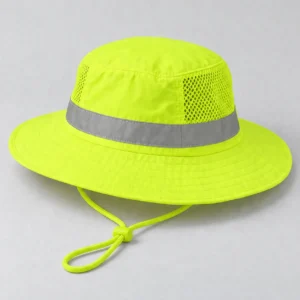 Chapeau safari haute visibilité personnalisé – Bande réfléchissante, travail
