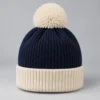 Gorro con pompón personalizado – Vuelta bicolor, pompón de hilo – Imagen 2 de 3