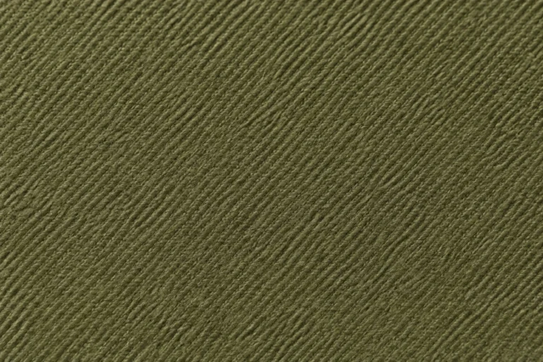 Peached Polyester Twill (Peach Skin): close-up of olive peached polyester twill with a soft matt surface