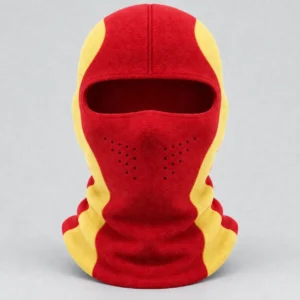 Red and Yellow Fleece Balaclava – Single Top Seam, Perforated Mouth